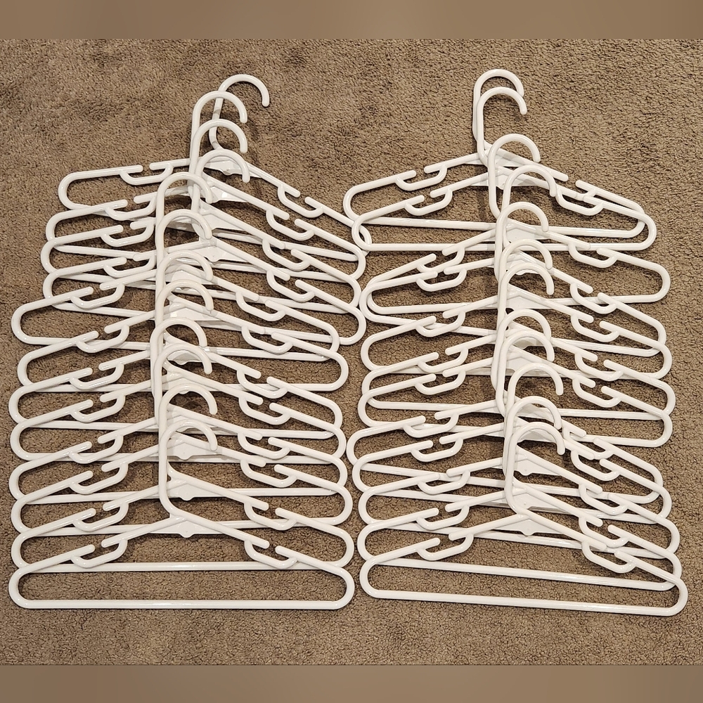 Set of 24 Kids' White Plastic Hangers